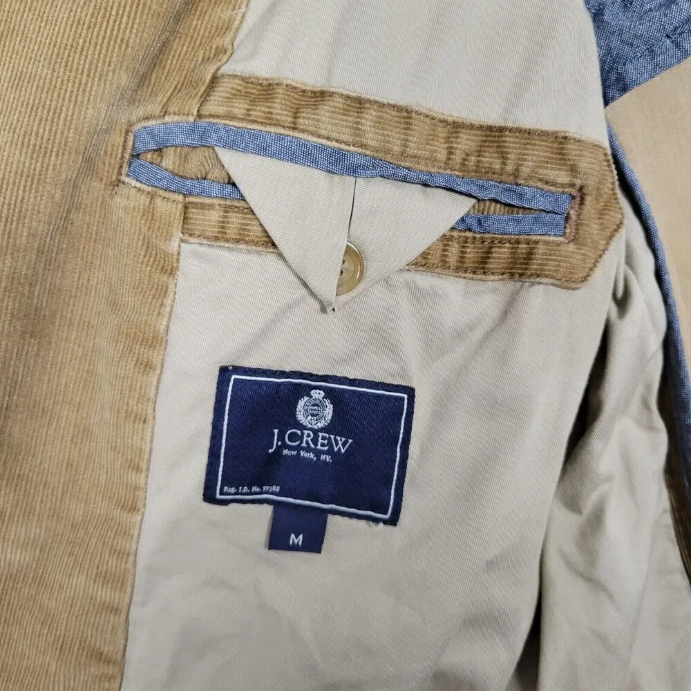 J CREW Tan Corduroy 2 Button Lined Blazer Jacket Sport Coat 2000s SIZE MEDIUM